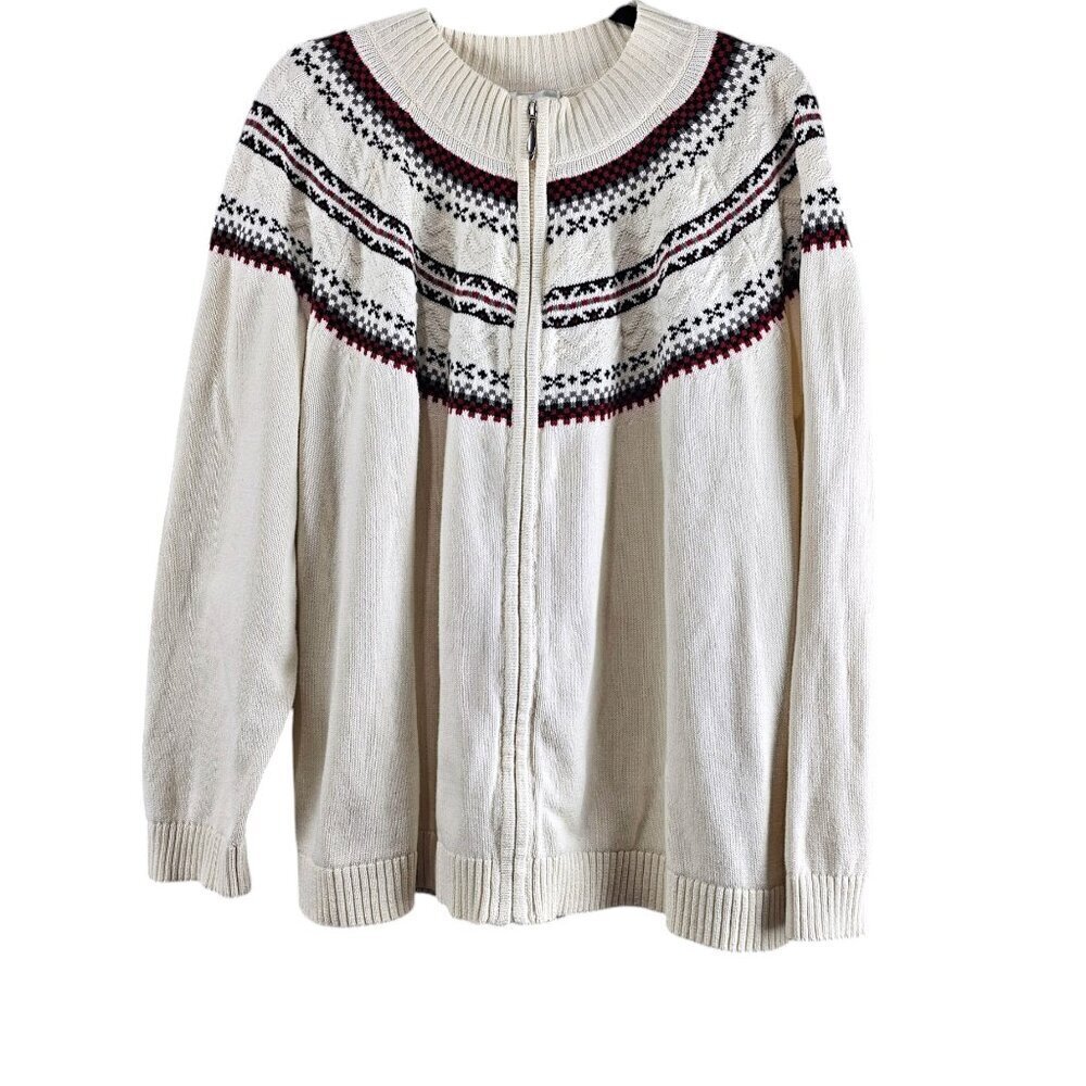 💥CJ Banks Knit Zip Front Cotton Cardigan Sweater